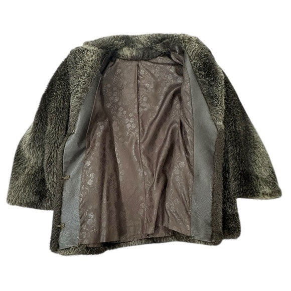 Vintage Real Fur Coat Women’s Brown Shawl Collar - Picture 6 of 10